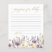 紫色のワイルドフラワーベビーシャワー祈りの言葉カード (正面)