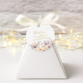 紫色のワイルドフラワーベビーシャワー フェイバータグ