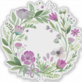 紫色のワイルドフラワーリースカスタムカットビニールシール シール (正面)