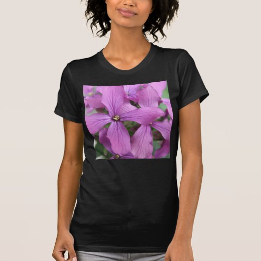 紫色のワイルドフラワーレディースTシャツ Tシャツ (正面)