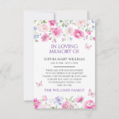 紫色のワイルドフラワー悔やみや弔慰メモリサンキューカード サンキューカード (正面)