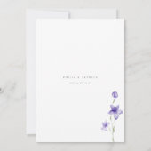 紫色のワイルドフラワー日付の保存テンプレート 招待状 (裏面)