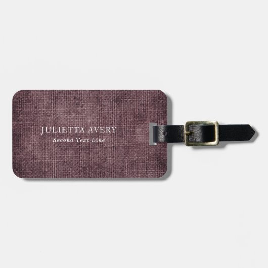 紫色のワインリネン素朴テクスチャ ラゲッジタグ (正面横)