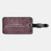 紫色のワインリネン素朴テクスチャ ラゲッジタグ (裏面横)