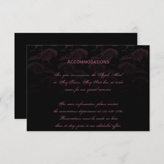 紫色のワタリガラスのゴシック様式結婚式の調節 エンクロージャーカード (正面/裏面)