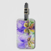 紫色のヴィオラフラワーフローラ水彩ラゲッジタグ ラゲッジタグ (正面縦)