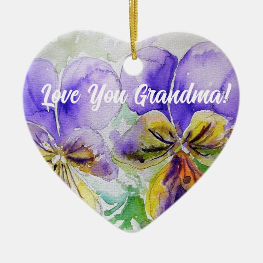 紫色のヴィオラフローラ愛おばあちゃん装飾 セラミックオーナメント (正面)