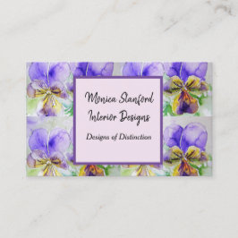 紫色のヴィオラ花の水彩名刺 名刺