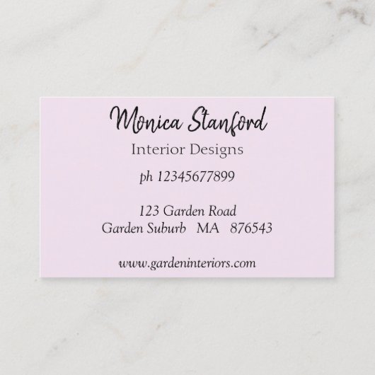 紫色のヴィオラ花の水彩名刺 名刺 (裏面)