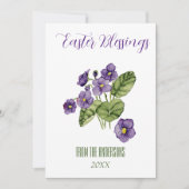 紫色のヴィオレットイースター恵みフラットホリデーカード シーズンカード (正面)