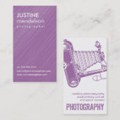 紫色のヴィンテージのカメラの写真撮影の名刺 名刺 (正面/裏面)