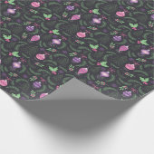 紫色のヴィンテージのクリスマスのオーナメントパターン ラッピングペーパー (角)