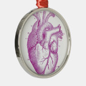 紫色のヴィンテージのハートの解剖学 メタルオーナメント (右)