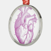 紫色のヴィンテージのハートの解剖学 メタルオーナメント (左)