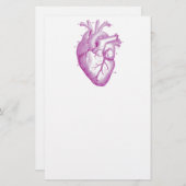 紫色のヴィンテージのハートの解剖学 便箋 (正面/裏面)