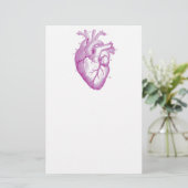 紫色のヴィンテージのハートの解剖学 便箋 (スタンド正面)