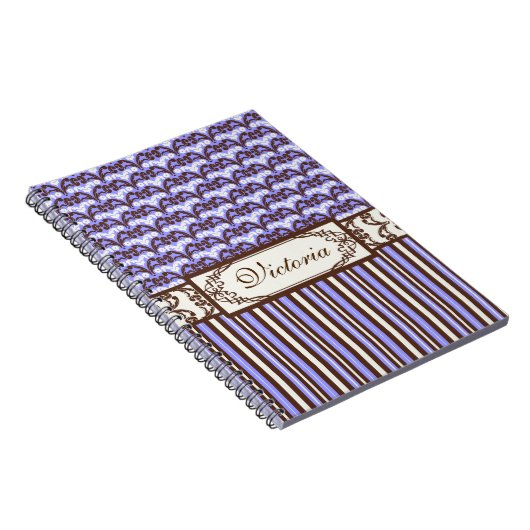 紫色のヴィンテージのビクトリアンな野生の西のエレガントなダマスク織 ノートブック (右側)