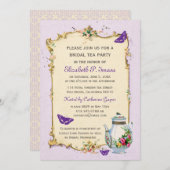 紫色のヴィンテージのフランスのな花嫁のお茶会 招待状 (正面/裏面)