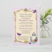 紫色のヴィンテージのフランスのな花嫁のお茶会 招待状 (スタンド正面)