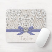 紫色のヴィンテージのレースおよび真珠 マウスパッド (マウス)