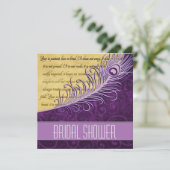 紫色のヴィンテージの孔雀のブライダルシャワー招待状 招待状 (スタンド正面)