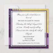 紫色のヴィンテージの孔雀のブライダルシャワー招待状 招待状 (裏面)