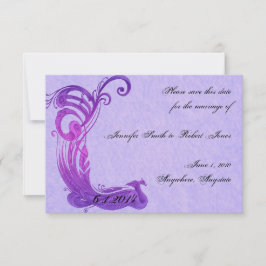 紫色のヴィンテージの孔雀の保存日付 セーブザデート