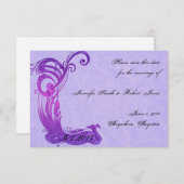 紫色のヴィンテージの孔雀の保存日付 セーブザデート (正面/裏面)