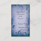 紫色のヴィンテージの花屋の葉が多い渦巻の名刺 名刺 (裏面)