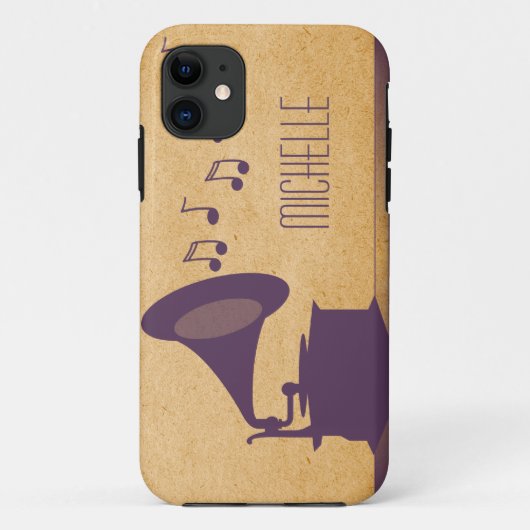 紫色のヴィンテージ蓄音機BT iPhone 5ケース Case-Mate iPhoneケース (裏面)