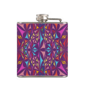紫色の万華鏡のように千変万化するパターン華美パターン フラスク (裏面)