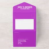 紫色の三カスタムつの写真25th誕生日パーティー オールインワン招待状 (外側)