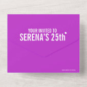 紫色の三カスタムつの写真25th誕生日パーティー オールインワン招待状 (裏面)
