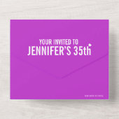 紫色の三カスタムつの写真35th誕生日パーティー オールインワン招待状 (裏面)