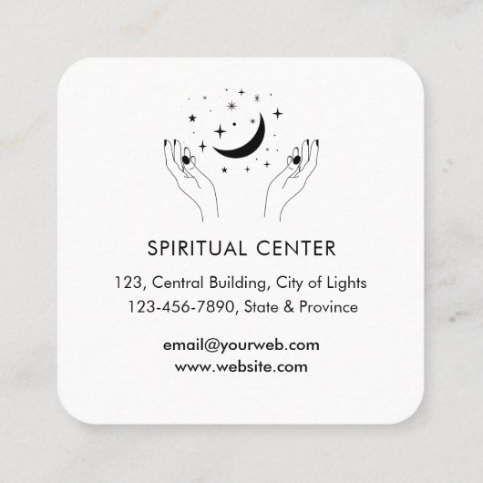 紫色の三日月の神秘的な蓮の目の天空 スクエア名刺 (裏面)