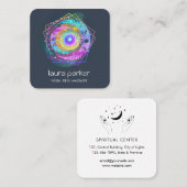 紫色の三日月の神秘的な蓮の目の天空 スクエア名刺 (正面/裏面)