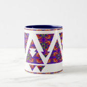 紫色の三角形と矢印 ツートーンマグカップ (中央)