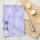 紫色の三角形のジオメトリ正方形モノグラム キッチンタオル (四つ折り)