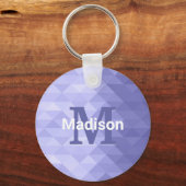 紫色の三角形のジオメトリ正方形モノグラム キーホルダー (裏面)