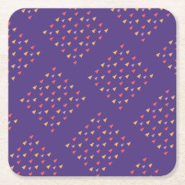 紫色の三角形の幾何学的パターン スクエアペーパーコースター