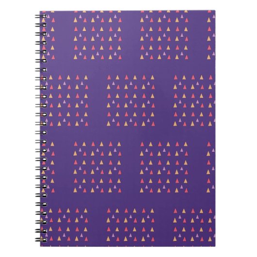 紫色の三角形の幾何学的パターン ノートブック (正面)