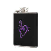 紫色の三重のヘ音記号のハート音楽フラスコ フラスク (左)