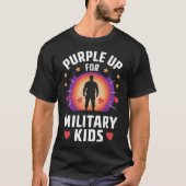 紫色の上に軍隊の子ども – 軍隊を支援 Tシャツ (正面)