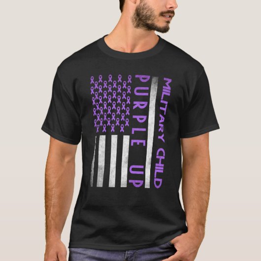 紫色の上の月の軍隊子供の認識度 Tシャツ (正面)