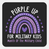 紫色の上の軍隊の子供の月の軍隊 スクエアシール (正面)