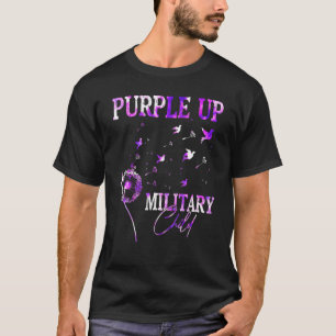 紫色の上の軍隊の子供の月DandelionタイD Tシャツ