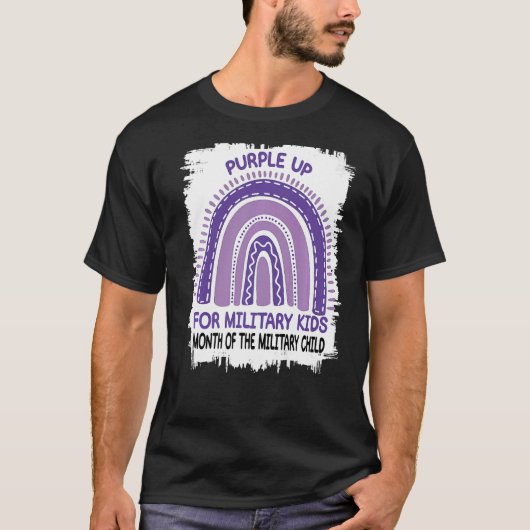 紫色の上の軍隊子供のための軍隊の月 Tシャツ (正面)