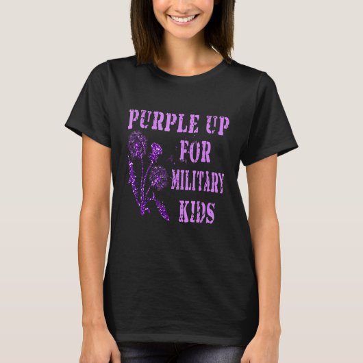 紫色の上軍隊の子供の月Dandelionスパーク Tシャツ (正面)