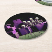 紫色の不気味スケルトンの群れ！コースター ラウンドペーパーコースター (アングル)