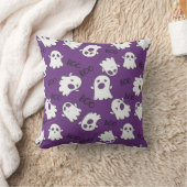 紫色の不気味背景を持つブー幽霊 クッション (ブランケット)